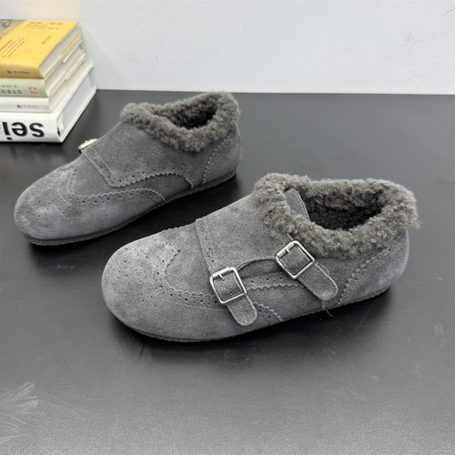 真皮女鞋复古软底加绒勃肯鞋棉鞋