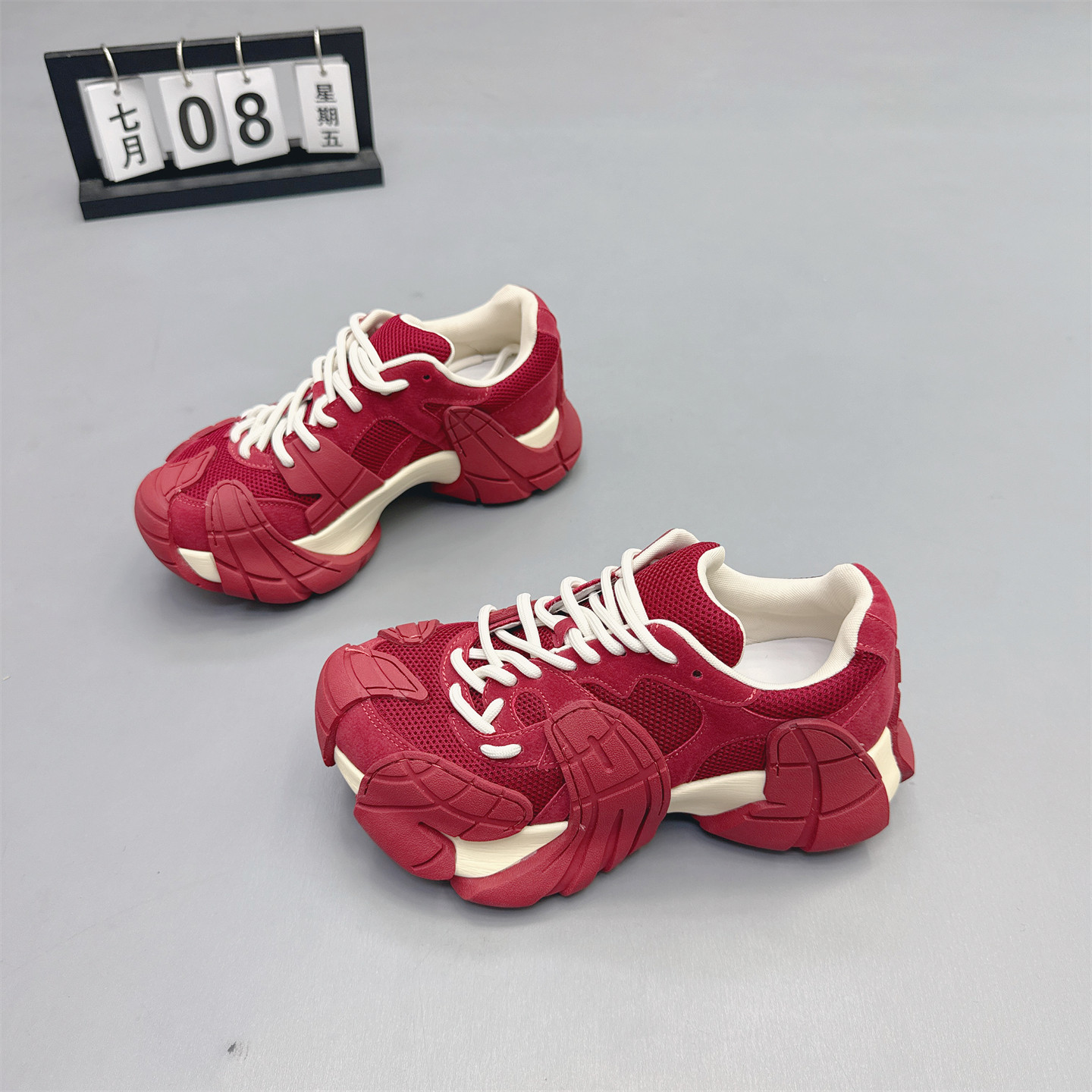 真皮女鞋2025新款欧货厚底网纱复古丑萌八爪鱼老爹鞋运动休闲鞋40