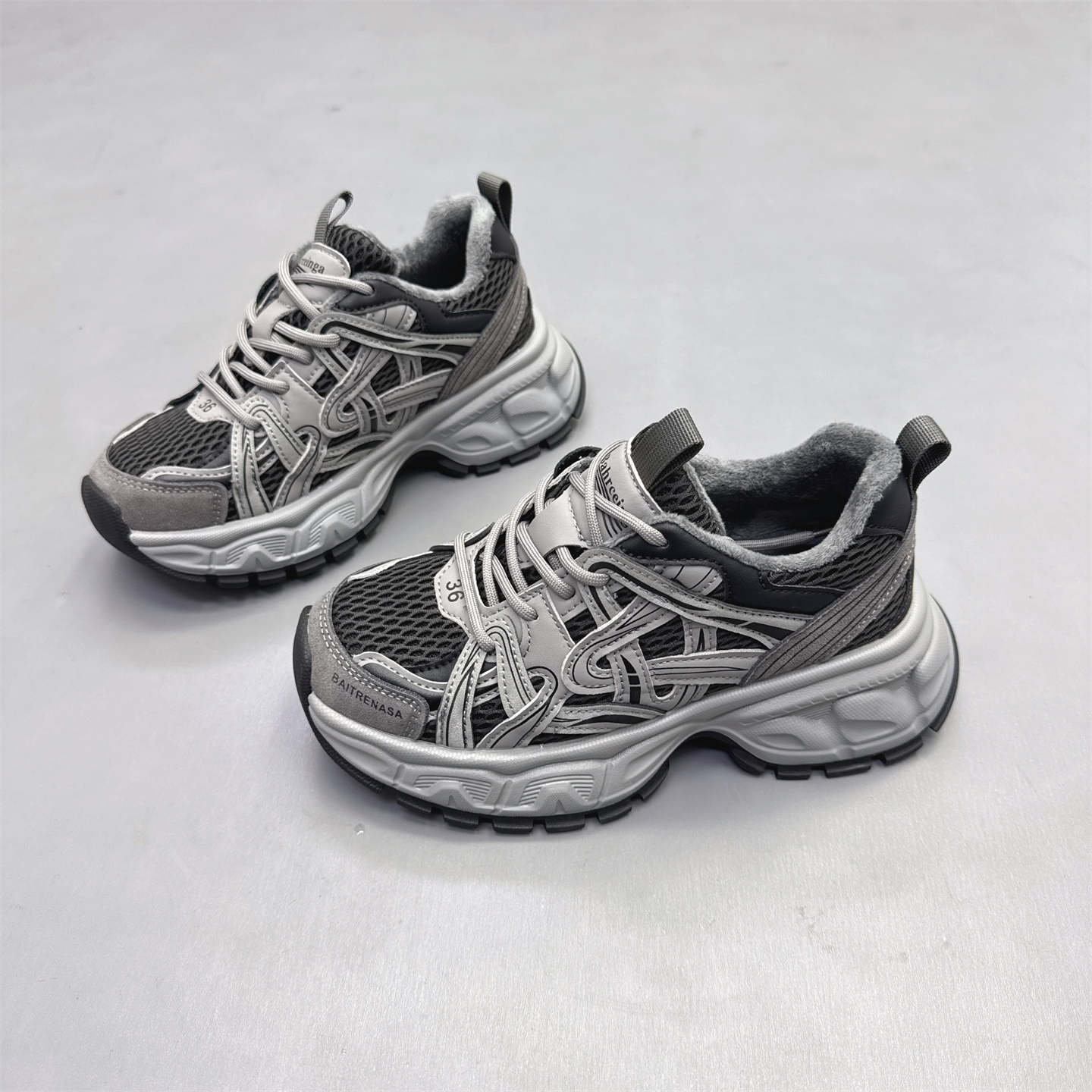 真皮女鞋韩版厚底加绒保暖老爹鞋