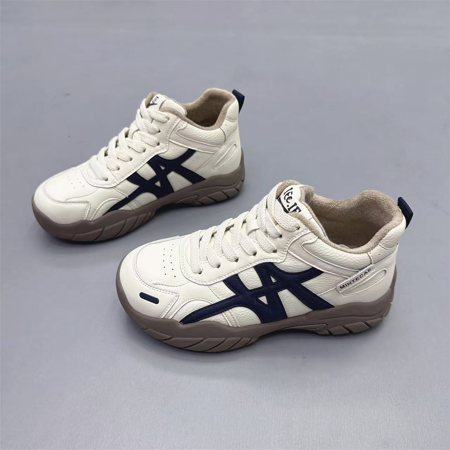 真皮女鞋韩版厚底加绒保暖高帮鞋