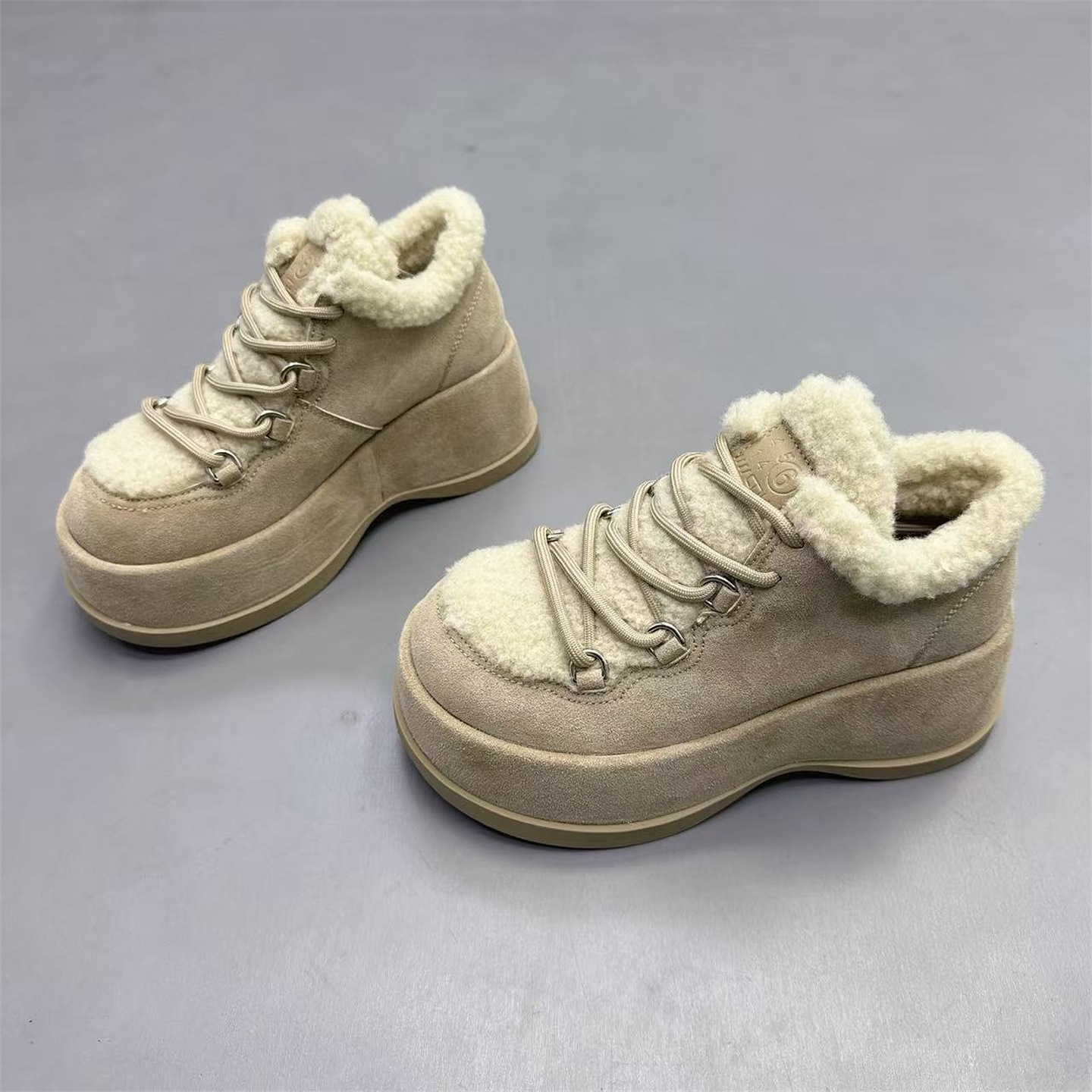 真皮女鞋松糕厚底增高加绒雪地靴