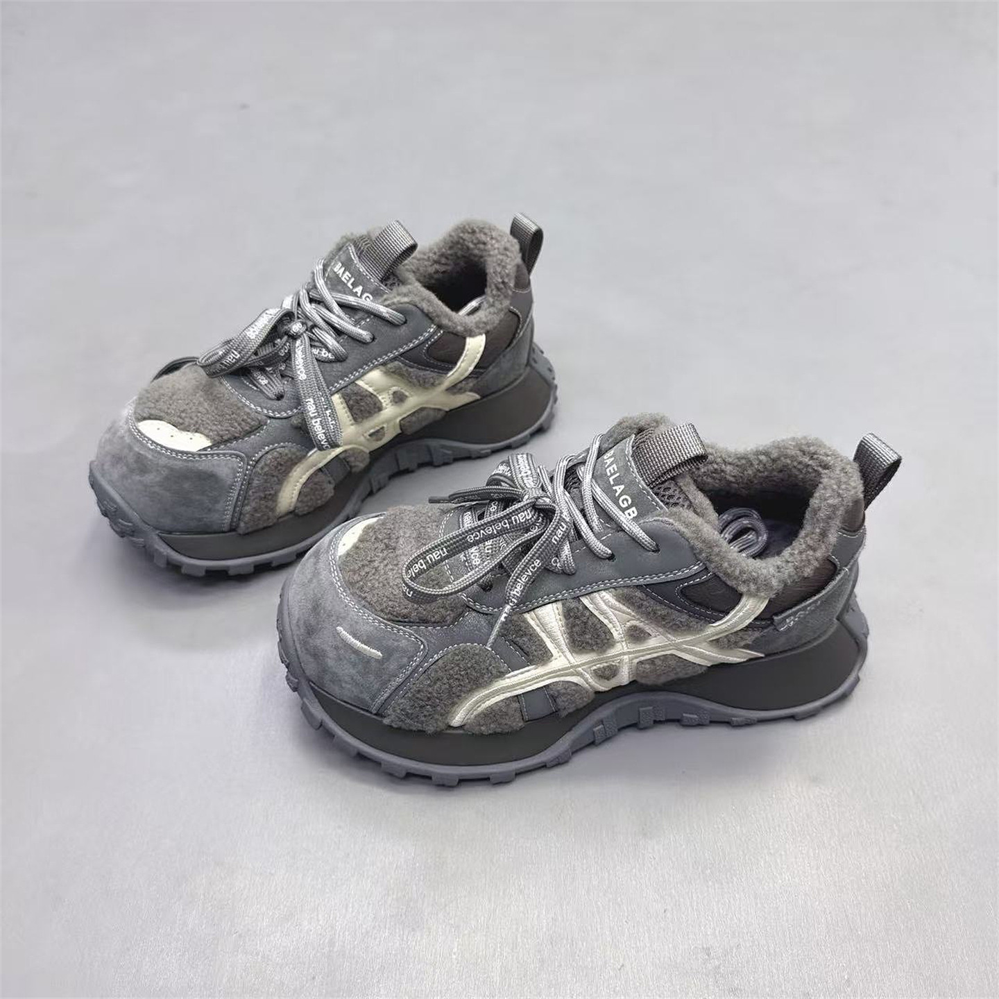 头层牛皮加绒毛毛老爹鞋2025冬新款厚底保暖小蛮腰阿甘鞋休闲女鞋,女鞋,老爹鞋,淘宝优惠券,粉丝福利购,淘宝优惠卷