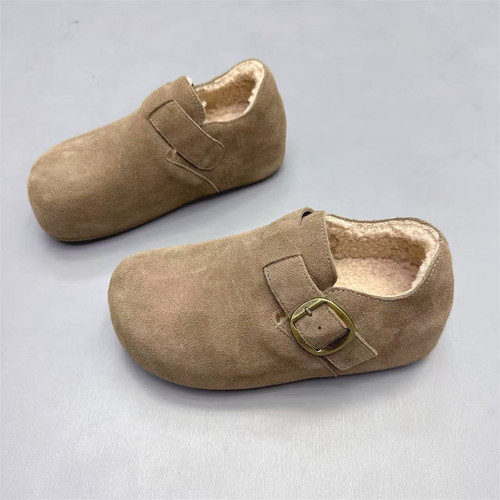 真皮女鞋复古皮带扣加绒勃肯鞋潮