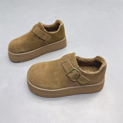 真皮女鞋复古皮带扣加绒勃肯鞋潮