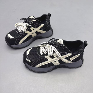 真皮女鞋厚底加绒小蛮腰阿甘鞋2025冬季新款拼色熊猫老爹鞋休闲鞋