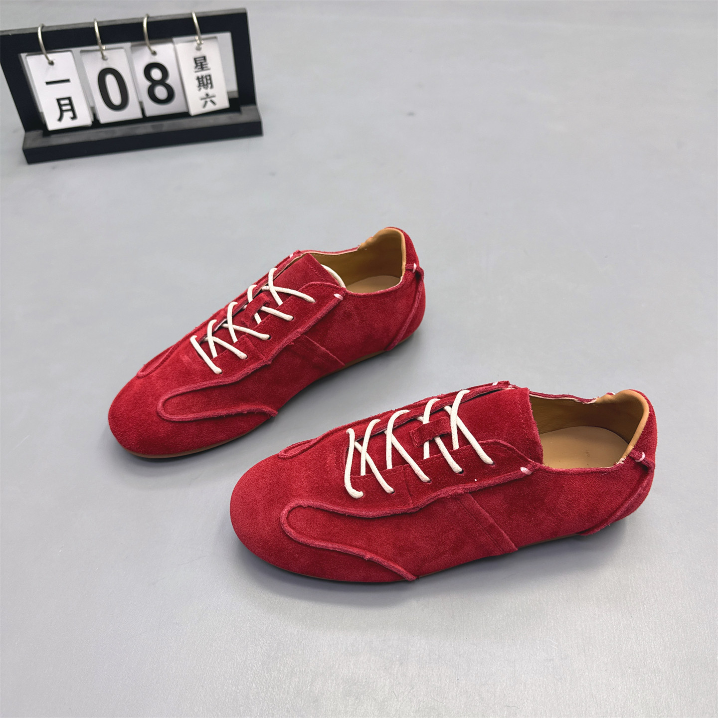 头层牛皮软底系带糖果色女德训鞋2026春新款休闲阿甘鞋运动健步鞋