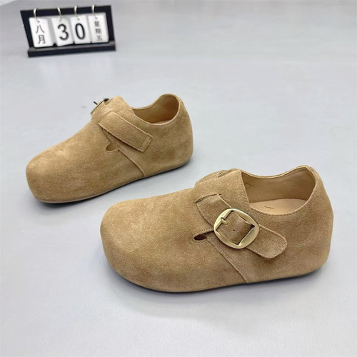 内增高勃肯鞋圆头牛皮袋鼠鞋单鞋