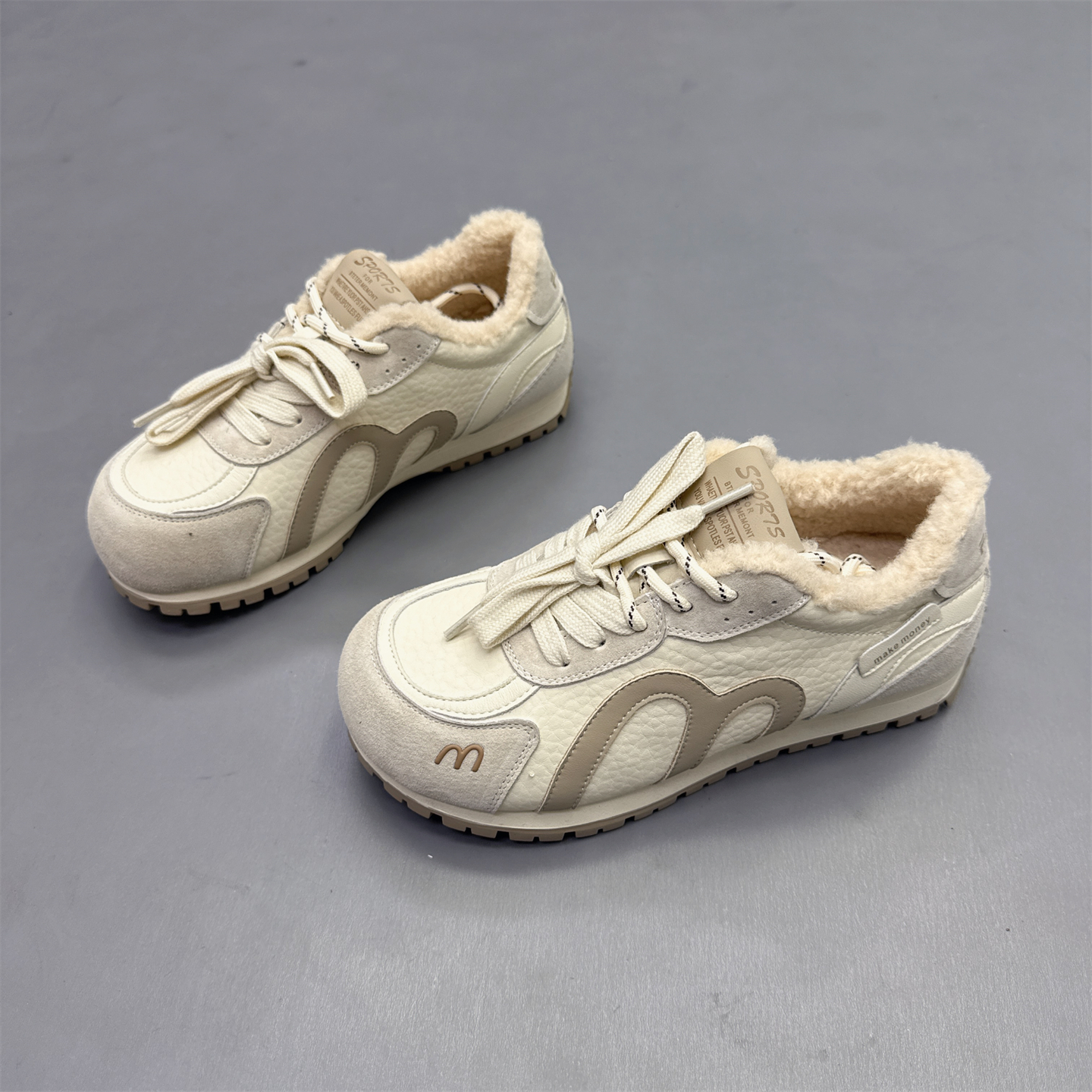 真皮女鞋双鞋带加绒保暖德训鞋女