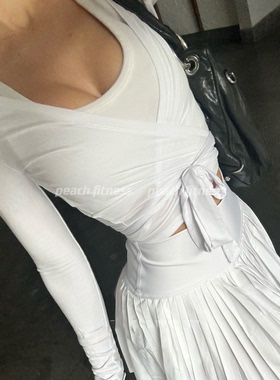 CSB绑带芭蕾风超模同款运动上衣长袖T恤瑜伽服防晒罩衫健身服