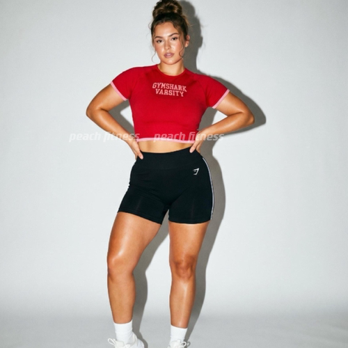 Gymshark健身裤女蜜桃高腰提臀线条丰臀紧身跑步运动训练三分裤