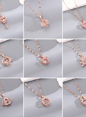 【钛钢】跨境灵动项链女天使翅膀轻奢微镶水钻百搭不掉色锁骨链