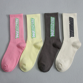 WE11DONE ins潮牌字母弹幕LOGO高街风纯棉长袜男女小众设计情侣款
