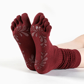 长筒瑜伽袜子防滑专业女五指袜普拉提袜子地板袜成人瑜伽防滑袜