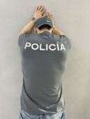 运动健身短袖 速干弹力夏季 狼灰色policia条子短袖 卡秋山