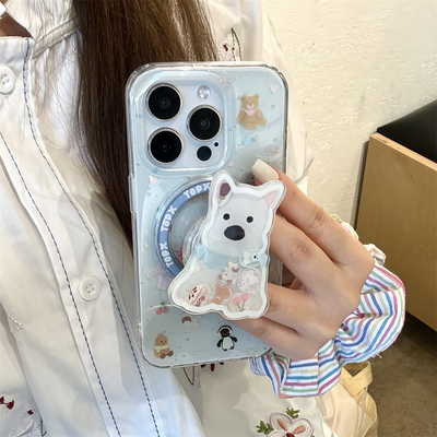 磁吸可爱小公仔苹果手机壳
