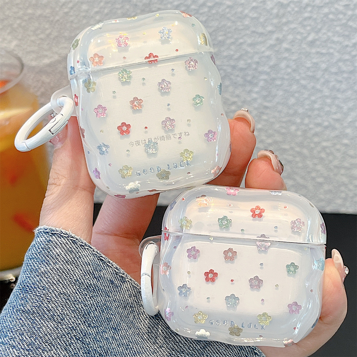 日韩小清新白色小花爱心星星适用苹果耳机保护套airpodspro2壳蓝牙新款airpods4三代二高级感1女AirPodsPro3