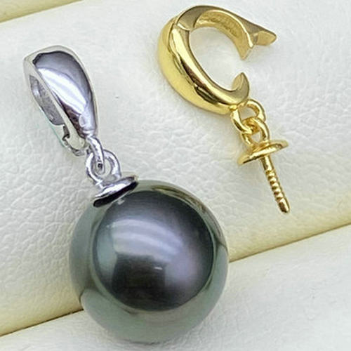 s925纯银珍珠吊坠厚款瓜子开关扣