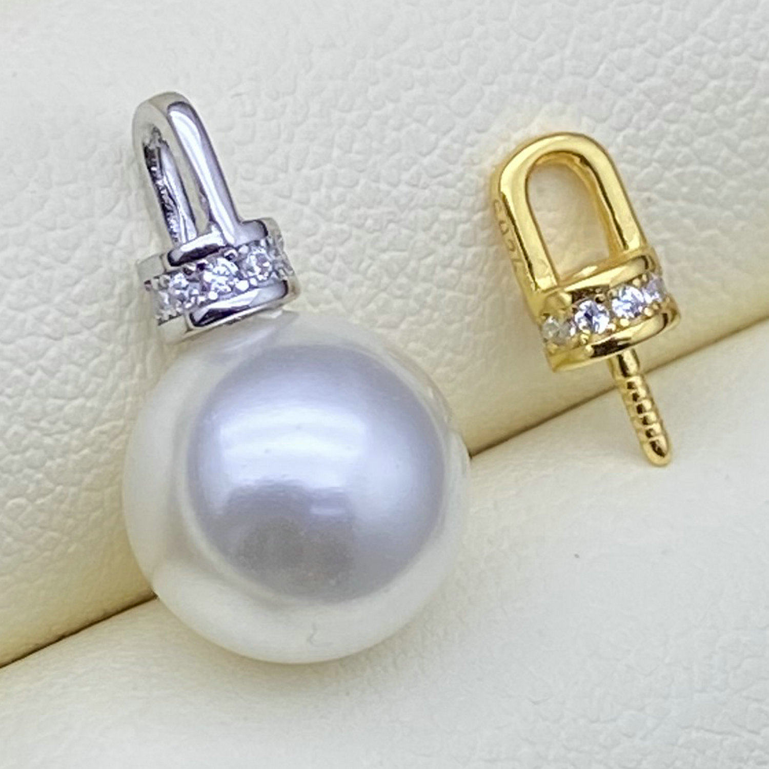 DIY配件s925纯银珍珠吊坠空托