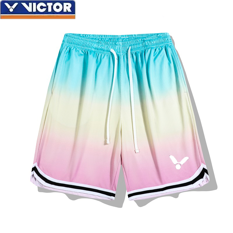 victor胜利羽毛球服男女同款透气速干夏季训练跑步服情侣运动短裤