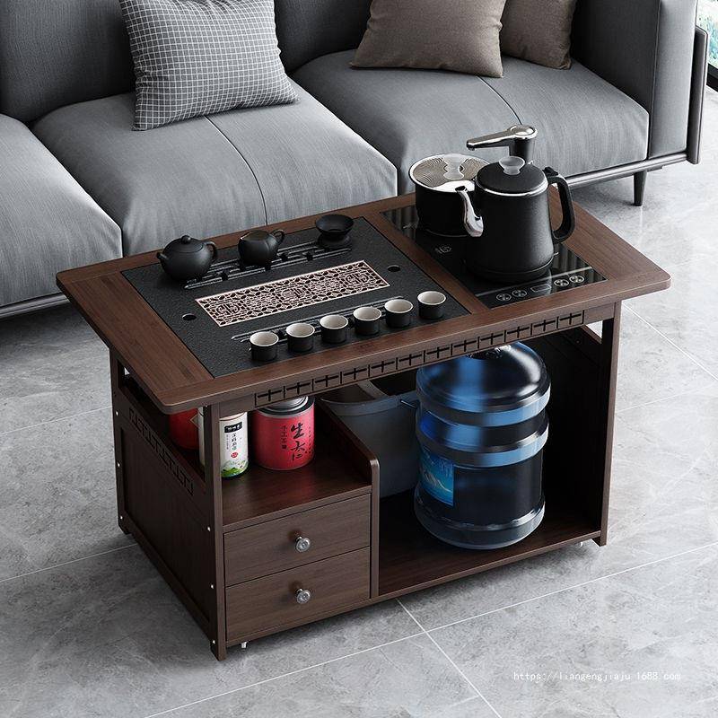 移动家用茶桌茶台小茶车客厅小型实木迷你茶具茶几中式轻奢办公室
