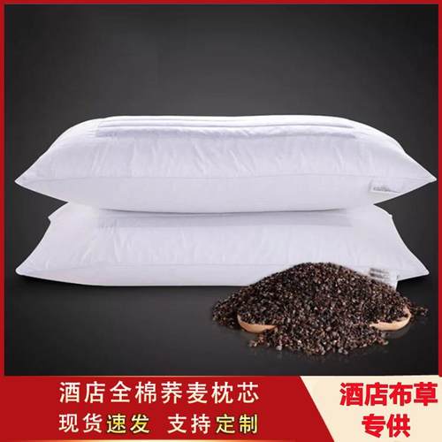 优质棉贡缎半荞麦羽丝绒护颈椎 软硬两用枕芯夏季荞麦枕头