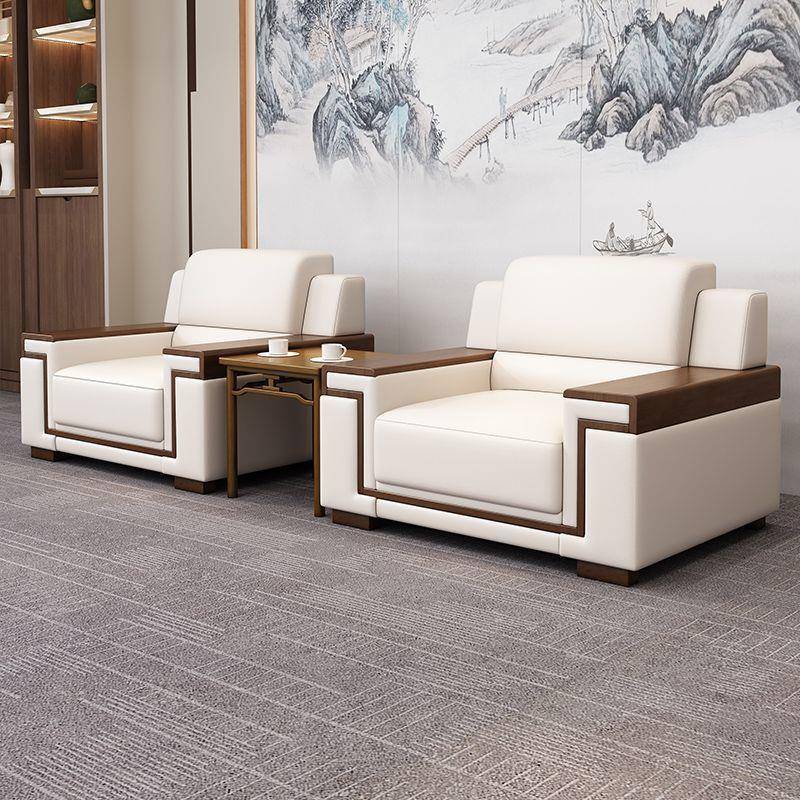 会议沙发贵宾接待办公室现代商务大会堂会客厅皮艺单人位沙发茶几