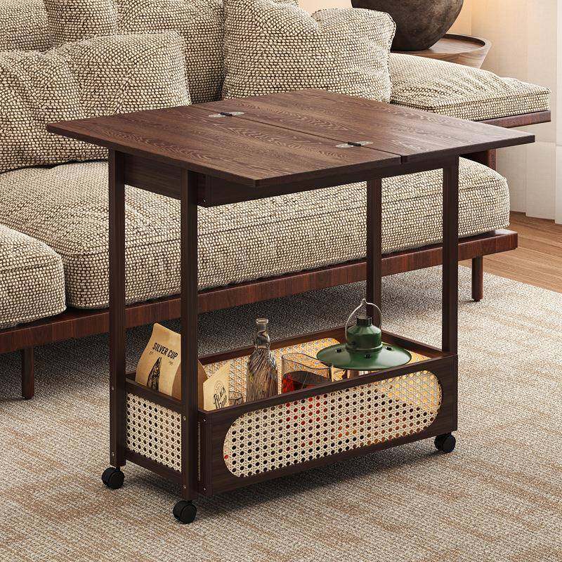 沙发边几可移动茶几非实木边柜客厅中古小推车卧室床边桌折叠小桌