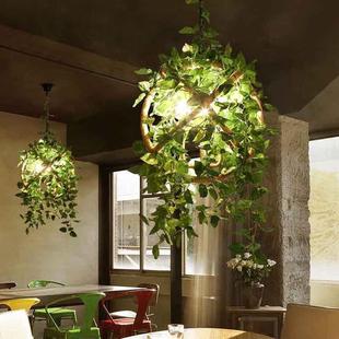 复古麻绳吊灯个性酒吧餐厅植物吊灯花店装饰灯工业风绿植吊灯