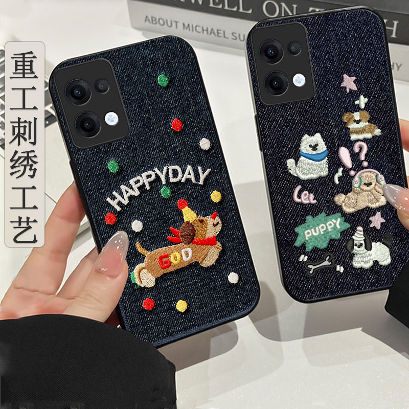 真牛仔布刺绣，不脱丝，不掉色
