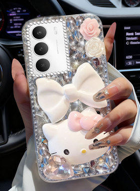 卡通KT猫镶钻适用realme真我V70手机壳新年款V25/2026GT5网红GT2过年GT5防摔GT7外壳GT7高级感真我GT8全包