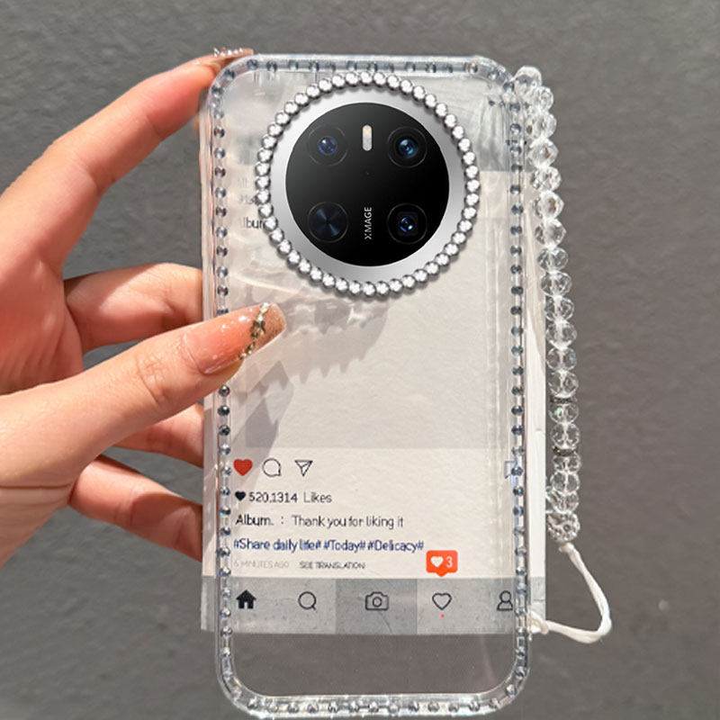 透明简约镶钻适用华为Mate70Air手机壳/2026年50男50E水钻60Pro+高级感50Pro保护套70Pro小众pura80Pro女款