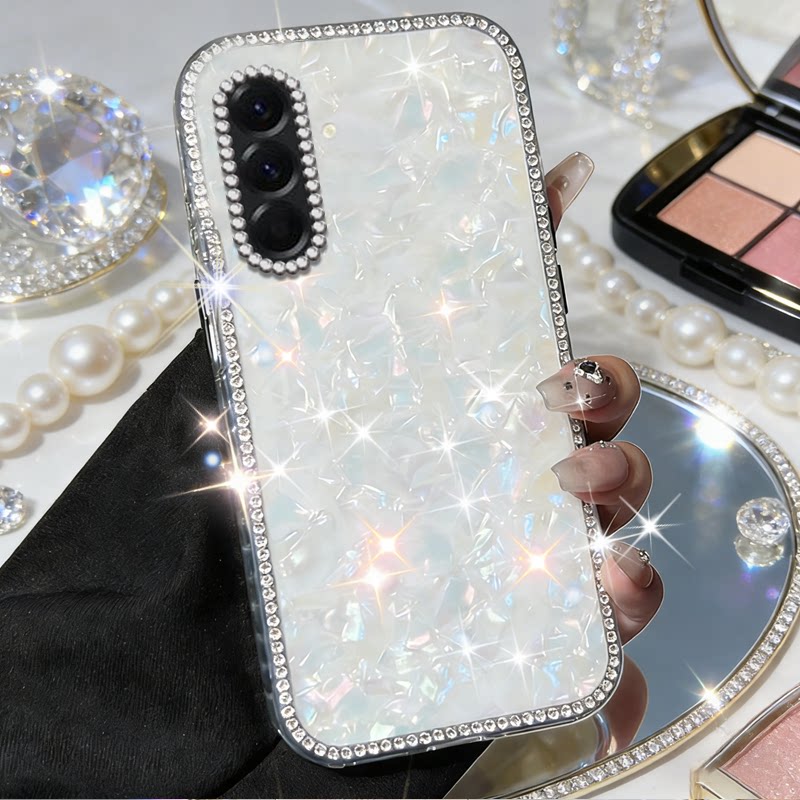 高级镶钻七彩贝壳适用三星A56 5G手机壳全包S26Ultra新款A51 4G外壳S24Plus硅胶A22 5G/2026年A52高级感A52s