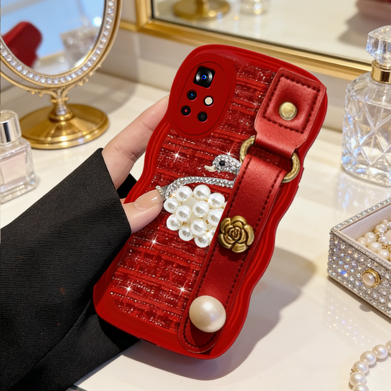 名媛布艺毛绒小香风适用redmi红米Note11 5G手机壳喜庆10 女款13+防摔9红色12结婚12春节12S过年K40S全包12R,3C数码配件,手机保护套/壳,淘宝优惠券,粉丝福利购,淘宝优惠卷