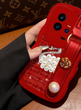 红色喜庆布艺小香风适用iQOO11手机壳保护套U5本命年12新年款Y35+春节Y200GT/2026年S17外壳6马年Z3名媛8PRO