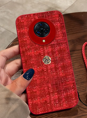红色本命年布艺小香风适用vivoNEX3手机壳春节S50mini秋冬Y300名媛S20全包Z1本命年S19结婚X7Plus保护套NEX3S