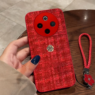 红色本命年布艺小香风适用vivoY300手机壳结婚Y200喜庆Y51s防摔Y300 5G保护套Y200GT冬天Y300本命年 喜庆Y50