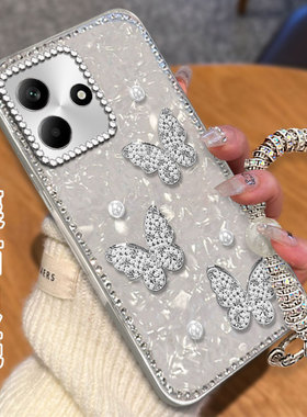 水钻镶钻贝壳纹适用Redmi红米Note14手机壳保护套14网红12+防摔1S/2025年9高级感13全包12女款K80新款14外壳