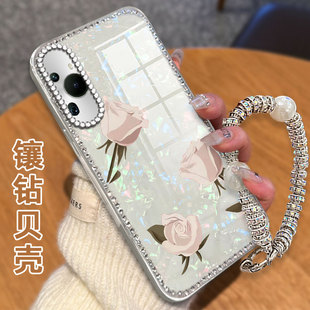 X70 2025年70保護套80se防摔5pro高級感50 30PRo女款 水鉆鑲鉆貝殼紋適用榮耀200手機殼網紅X60i全包6pro新款