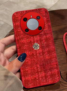 红色本命年布艺小香风适用华为Mate70手机壳秋冬P70Art外壳p50名媛30 5G结婚20防摔60保护套pura80春节P60