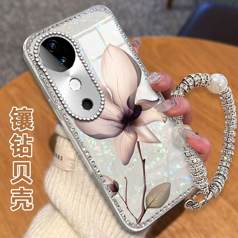 高级感电镀贝壳纹镶钻  不掉漆 不掉色
