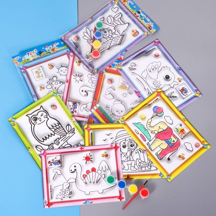 儿童涂鸦画水彩画颜料diy儿童画画套装涂色板幼儿园水粉画彩绘画,玩具/童车/益智/积木/模型,沙画/胶画/画,淘宝优惠券,粉丝福利购,淘宝优惠卷