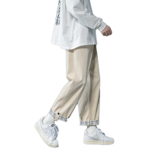 迈特优纯棉加绒工装裤子男士秋冬日系宽松直筒2025新款休闲九分裤