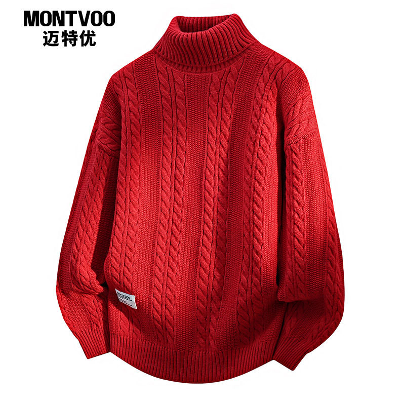 迈特优高领毛衣男士2025新款秋冬加厚保暖学生针织衫春节红色外套,男装,针织衫/毛衣,淘宝优惠券,粉丝福利购,淘宝优惠卷