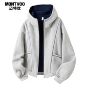 迈特优潮牌美式 重磅350g连帽拉链开衫 外套明辑线廓形空气层卫衣男