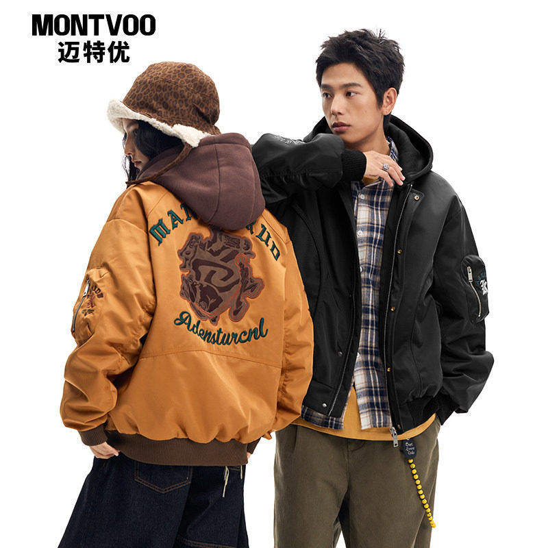 迈特优冬季羽绒服男女短款飞行夹克加厚棒球服机能风工装潮牌外套,男装,羽绒服,淘宝优惠券,粉丝福利购,淘宝优惠卷