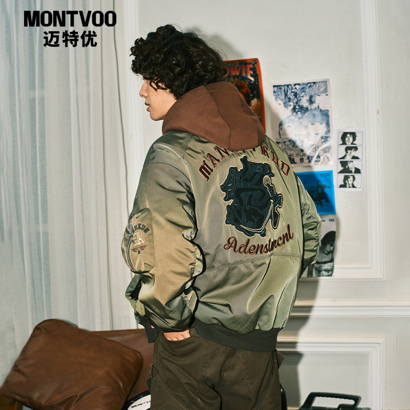 【街头潮流】加厚棒球羽绒服外套