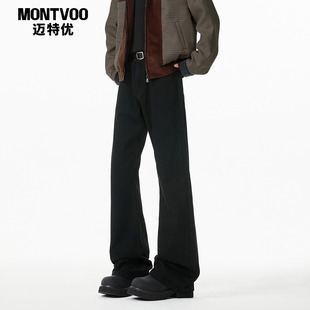 vibe直筒裤 修身 子 男bootcut美式 黑色弯刀cleanfit微喇牛仔裤