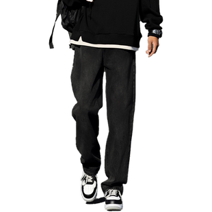 迈特优黑色美式潮牌牛仔裤男2026秋季新款宽松直筒休闲长裤子