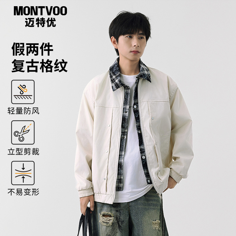 【美式解构】假两件工装外套男款