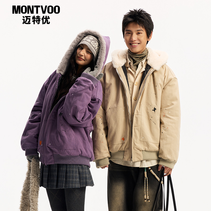 【入冬首选】保暖复古连帽棉服男